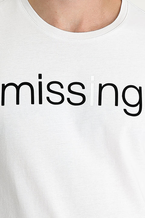 White Crew Neck Patterned Slim Fit T-shirt