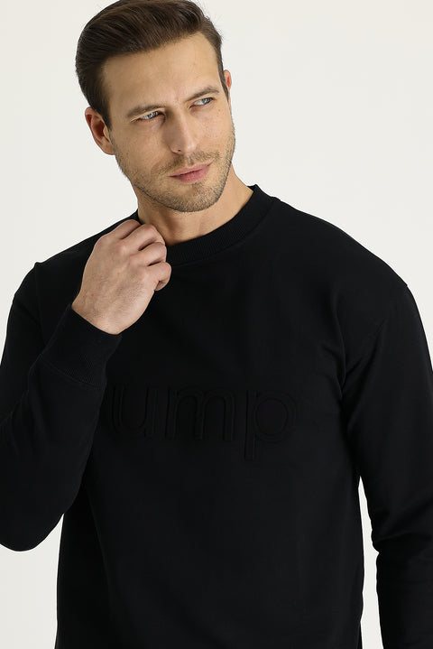 Black Crew Neck Slim Fit Sweatshirt