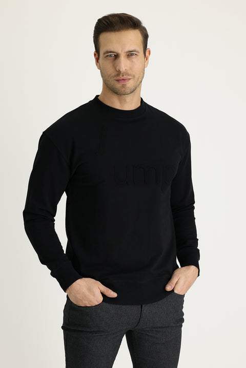 Black Crew Neck Slim Fit Sweatshirt