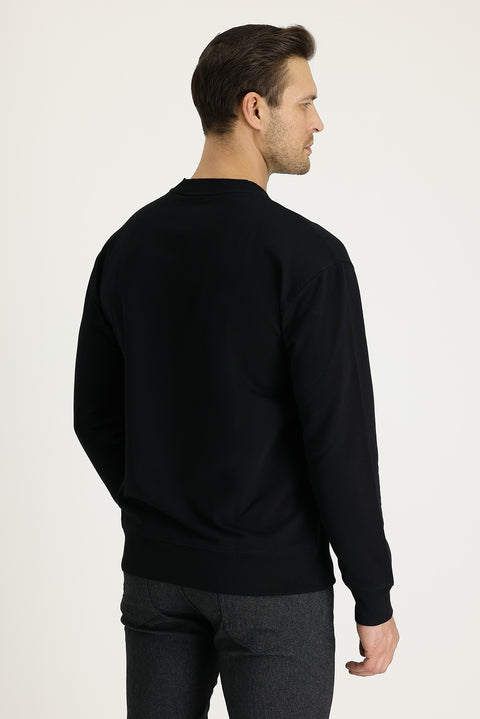 Black Crew Neck Slim Fit Sweatshirt