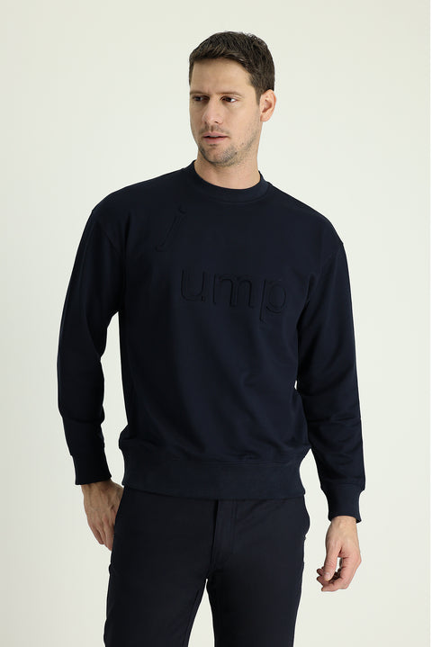 Medium Navy Crew Neck Slim Fit Sweatshirt