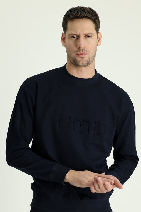 Medium Navy Crew Neck Slim Fit Sweatshirt