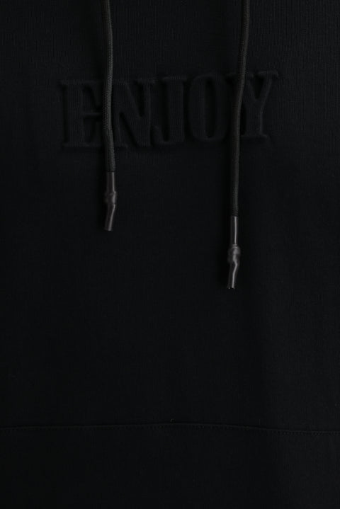 Black Hooded Printed Cotton Sweatshirt