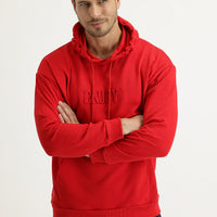 Flag Red Hooded Printed Cotton Sweatshirt