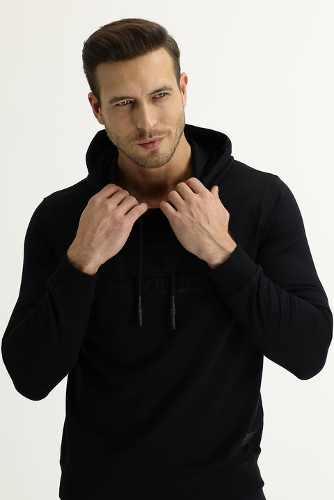 Siyah Kapüşonlu Sweatshirt