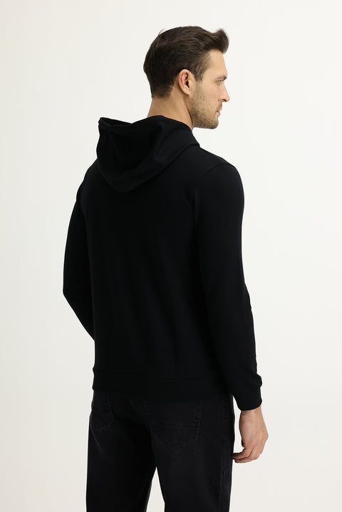 Siyah Kapüşonlu Sweatshirt