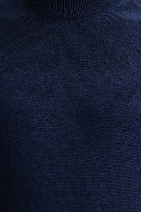 Medium Petrol Half Turtleneck Regular Fit Knit Sweater