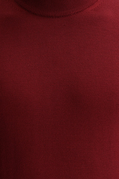 Light Burgundy Half Turtleneck Regular Fit Knitted Sweater