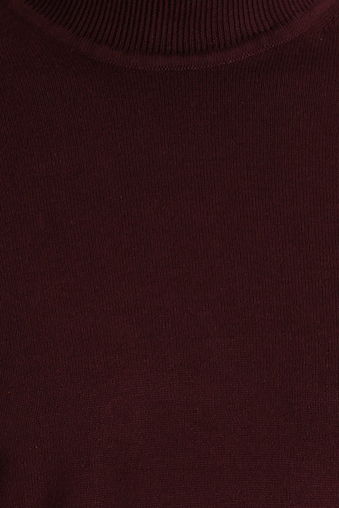 Koyu Bordo Balıkçı Yaka Regular Fit Triko Kazak