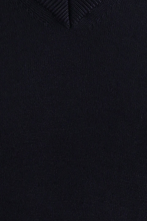Dark Navy V-Neck Regular Fit Knitted Sweater
