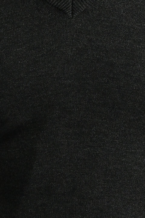 Koyu Antrasit V Yaka Regular Fit Triko Kazak