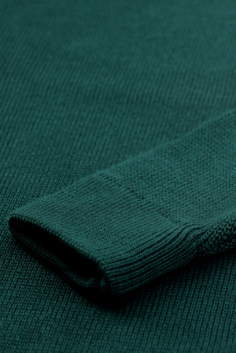 Koyu Yeşil V Yaka Super Slim Fit Ekstra Dar Kesim Çelik Örgü Triko Kazak