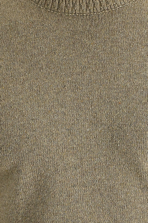 Medium Mink Crew Neck Slim Fit Narrow Cut Wool Knit Sweater