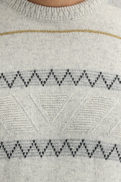 Light Grey Crew Neck Regular Fit Wool Knit Sweater