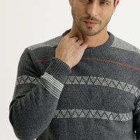 Medium Gray Crew Neck Regular Fit Wool Knit Sweater