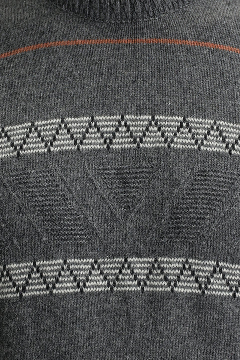 Medium Gray Crew Neck Regular Fit Wool Knit Sweater