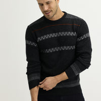Medium Anthracite Crew Neck Regular Fit Wool Knit Sweater
