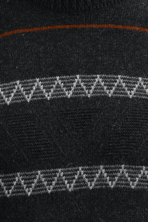Medium Anthracite Crew Neck Regular Fit Wool Knit Sweater