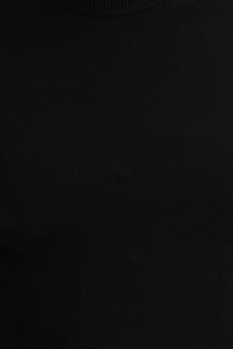 Black Crew Neck Regular Fit Knitted Sweater
