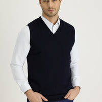 Dark Navy V-Neck Knitted Sweater