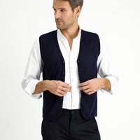 Dark Navy Slim Fit Narrow Cut Wool Knit Vest