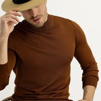 Cinnamon Half Turtleneck Slim Fit Narrow Cut Knit Sweater