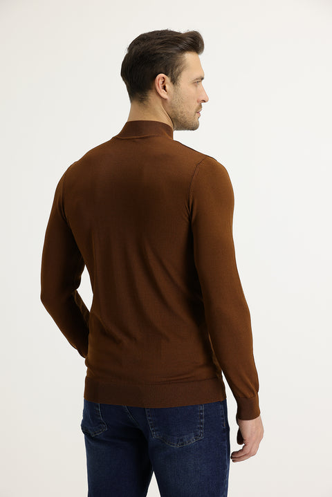 Cinnamon Half Turtleneck Slim Fit Narrow Cut Knit Sweater