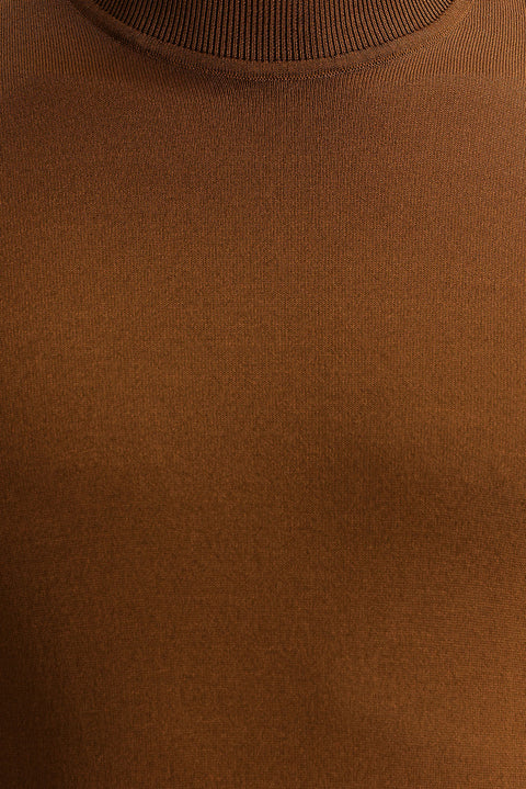 Cinnamon Half Turtleneck Slim Fit Narrow Cut Knit Sweater