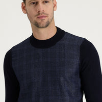 Medium Navy Half Turtleneck Regular Fit Patterned Knit Sweater