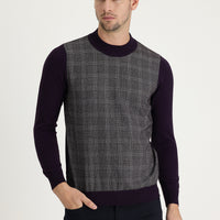 Medium Purple Semi-Turtleneck Regular Fit Patterned Knit Sweater