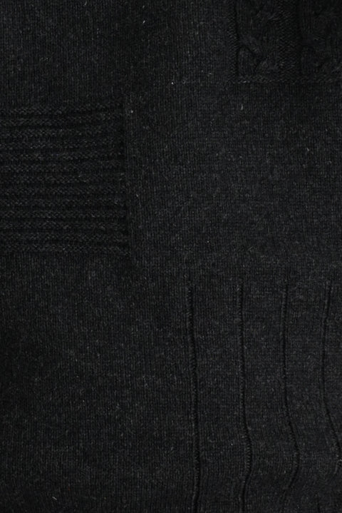 Dark Anthracite Turtleneck Regular Fit Patterned Wool Knit Sweater