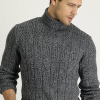 Medium Anthracite Turtleneck Regular Fit Knit Sweater