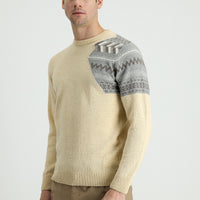 Stone Crew Neck Slim Fit Patterned Wool Knit Sweater