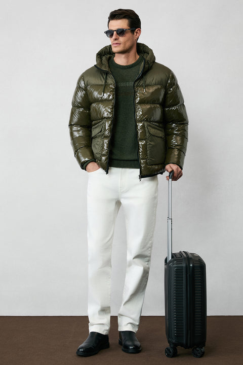Medium Khaki Crew Neck Wool Patterned Regular Fit Knit Sweater