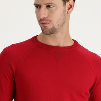 Dark Red Crew Neck Regular Fit Patterned Cotton Knit Sweater