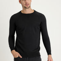 Medium Anthracite Crew Neck Regular Fit Patterned Cotton Knit Sweater