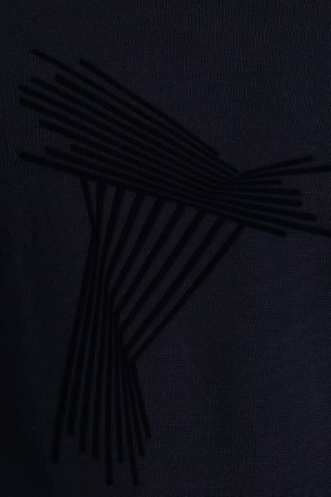Dark Navy Crew Neck Slim Fit Narrow Cut Patterned Knit Sweater