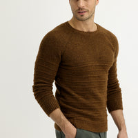 Cinnamon Crew Neck Slim Fit Narrow Cut Wool Patterned Knit Sweater