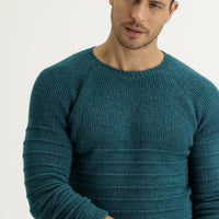 Emerald Green Crew Neck Slim Fit Narrow Cut Knit Sweater
