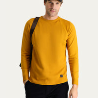 Saffron Crew Neck Slim Fit Narrow Cut Patterned Knit Sweater