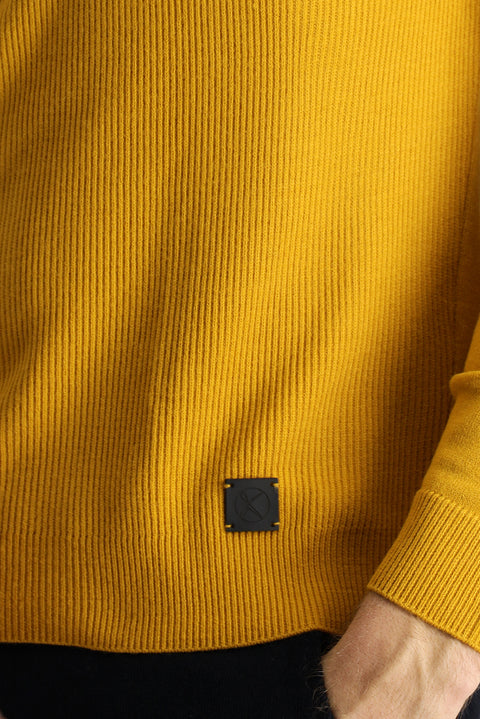 Saffron Crew Neck Slim Fit Narrow Cut Patterned Knit Sweater