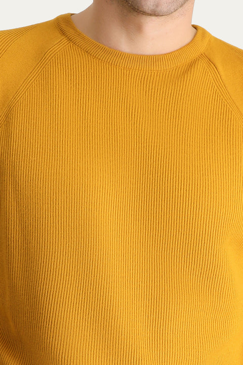 Saffron Crew Neck Slim Fit Narrow Cut Patterned Knit Sweater