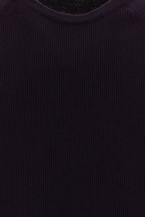 Medium Purple Crew Neck Slim Fit Narrow Cut Patterned Knit Sweater
