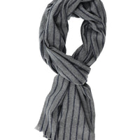 Medium Grey Striped Scarf