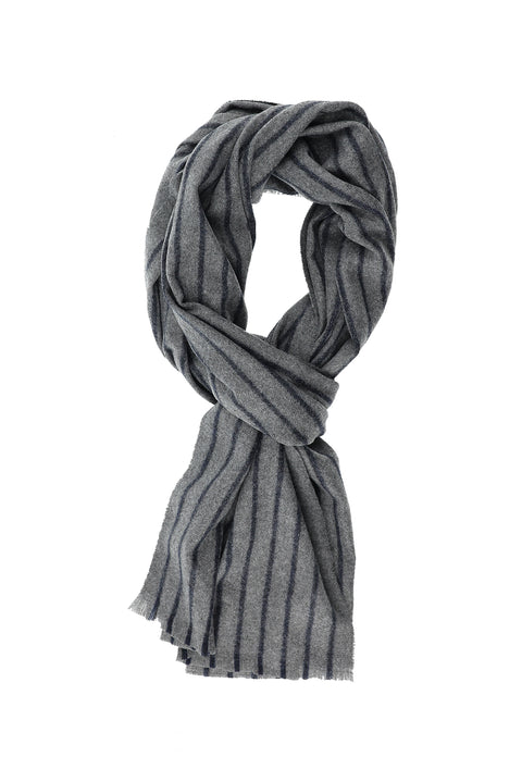 Medium Grey Striped Scarf