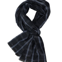 Dark Navy Plaid Scarf