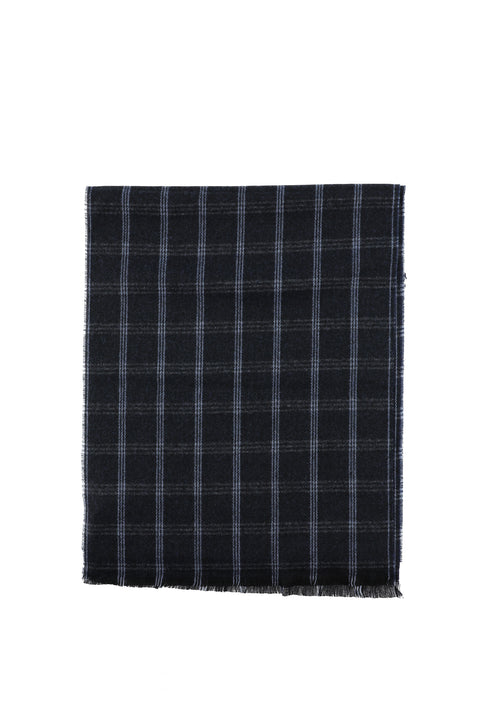 Dark Navy Plaid Scarf