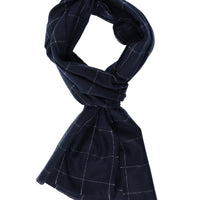Medium Navy Checked Scarf