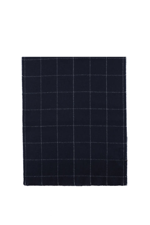 Medium Navy Checked Scarf