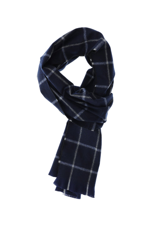 Black and Navy Checked Scarf